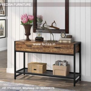 Unique Console Table Mosaic Console Table Wood And Metal Console Table With Drawers