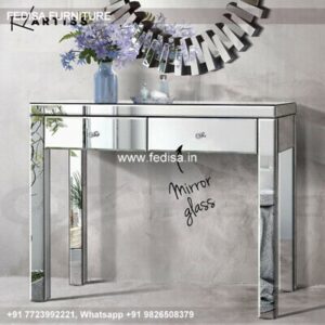 Eileen Console Table Concrete Hall Table Chrome Glass Console Table