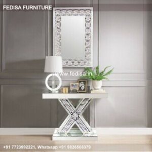 Aurora Crystal Mirrored Console Table Cross End Console Table Two Tier Console Table