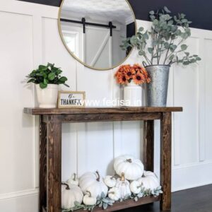 White Storage Console Sofa Table With Charging Station High End Console Tables