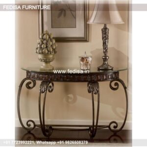 Live Edge Wood Sansur Console Table Concrete Hall Table Chrome Glass Console Table