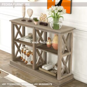 Geometric Console Table Bamboo Console Small Tv Table Stand