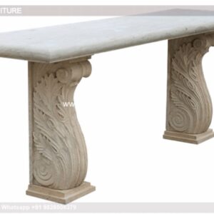 Whitewash Hall Table Sawhorse Console Table Marble Top Hall Table