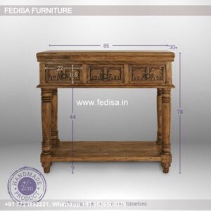 Fluted Console Table Solid Wood Console Country Console Table