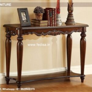 Espresso Entryway Table Wood Half Moon Console Table 44 Inch Console Table