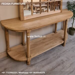 Garden Console Table Mahogany Hall Table Half Moon Glass Table