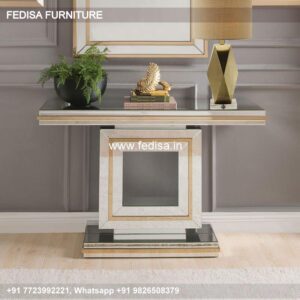 Contemporary Console Table Mahogany Hall Table Half Moon Glass Table