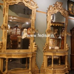 Pedestal Sofa Table Bohemian Console Table Half Round Side Table