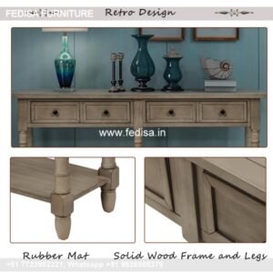 Three Shelf Console Table Tv Table Unit Raw Wood Console Table