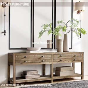 Navy Blue Sofa Table Tv Table Unit Raw Wood Console Table