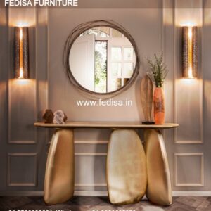 Console Table As Tv Stand Fabindia Console Table Half Moon Mirrored Console Table