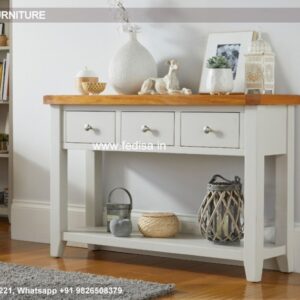 White Wood Console Table Fabindia Console Table Half Moon Mirrored Console Table