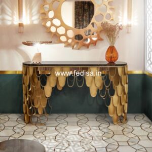 Half Moon Console Table Vintage Sofa Table Ultra Slim Console Table