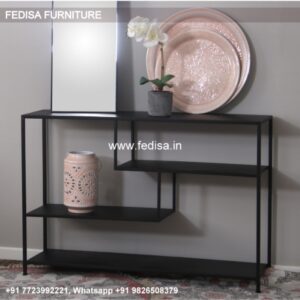 Rolling Sofa Table White Metal Console Table Vintage Entry Table