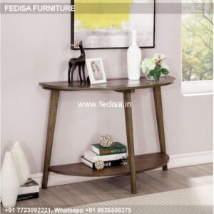 Modern Round Entry Table Low Profile Console Table Short Sofa Table