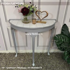 Bamboo Sofa Table Small Half Moon Console Table Carved Wood Console Table