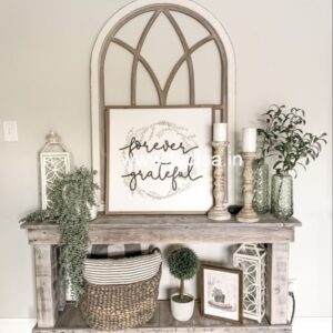 White Gloss Hall Table Floating Entry Table Live Edge Wood Console Table