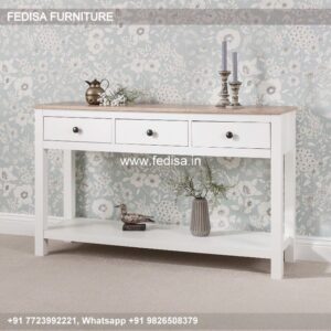 Cherry Wood Console Table White Metal Console Table Vintage Entry Table