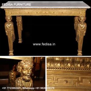 Gold Half Moon Table Brass Console Curved Glass Console Table