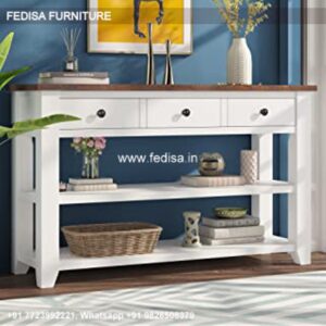 Artiss Console Table Sofa Table With Bar Stools Distressed White Console Table